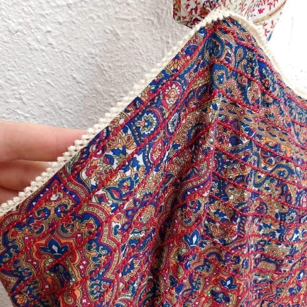 NWT HAUTE HIPPIE Paisley Embroidered Tiered Ruffle Maxi Dress - Picture 4 of 16